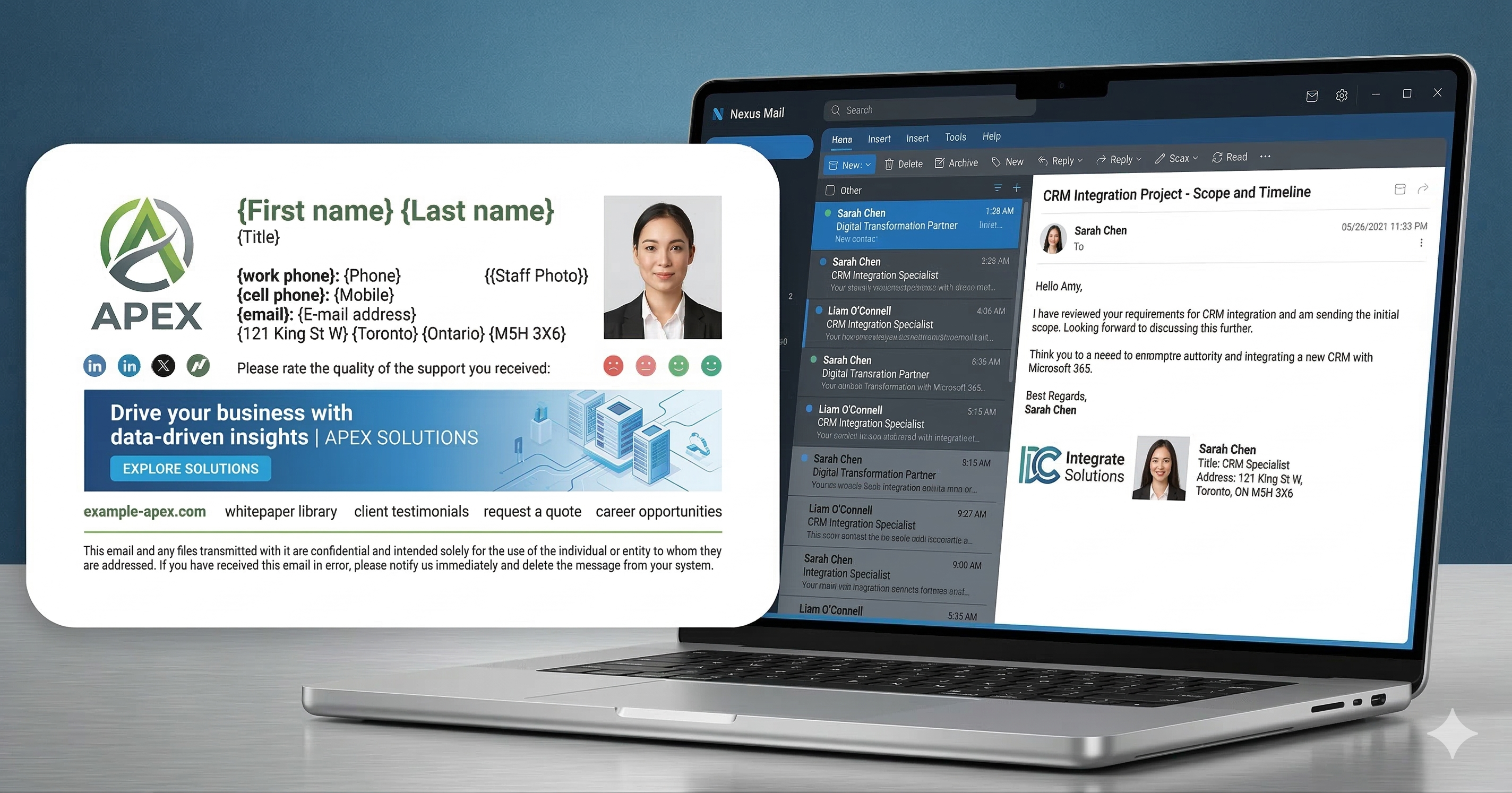 Desktop preview of a clean business email signature